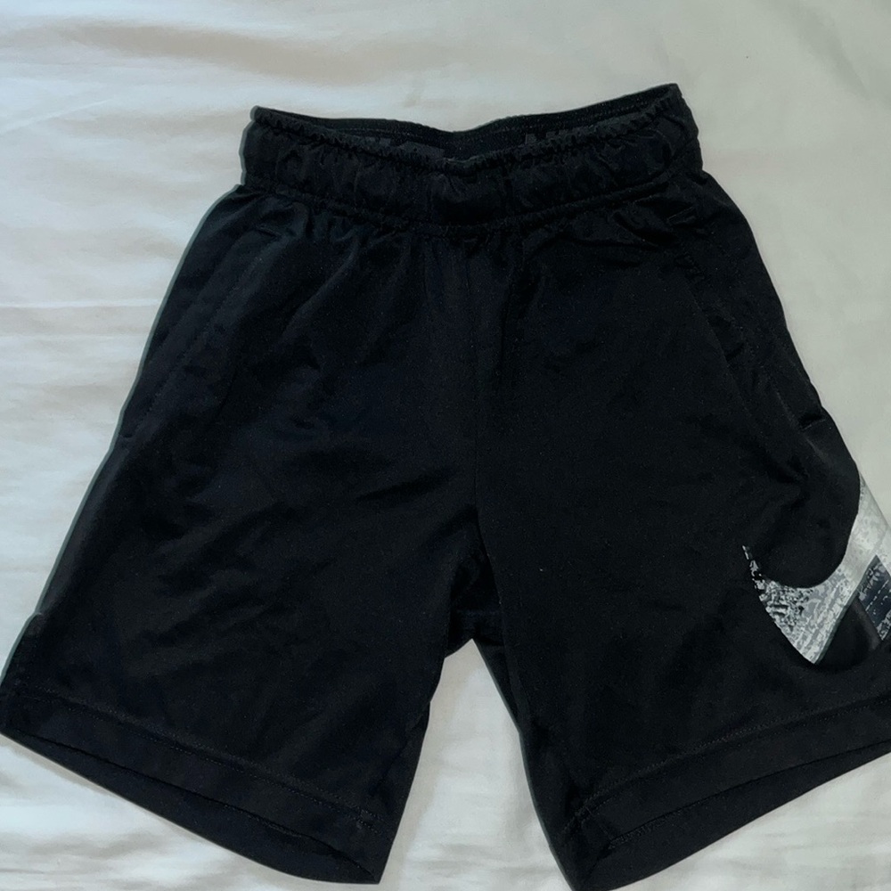 Boys Nike Black Athletic Shorts with Swoosh Logo Sz XS